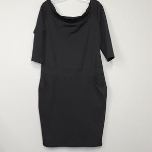 PIAO Liang Fu shi plus sz off shoulder black dress